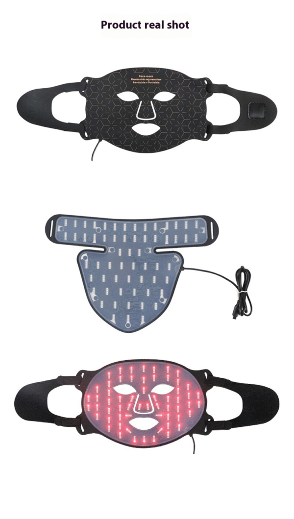red light beauty mask with neck beauty instrument skin rejuvenation color light silicone led spectrum large row light mask